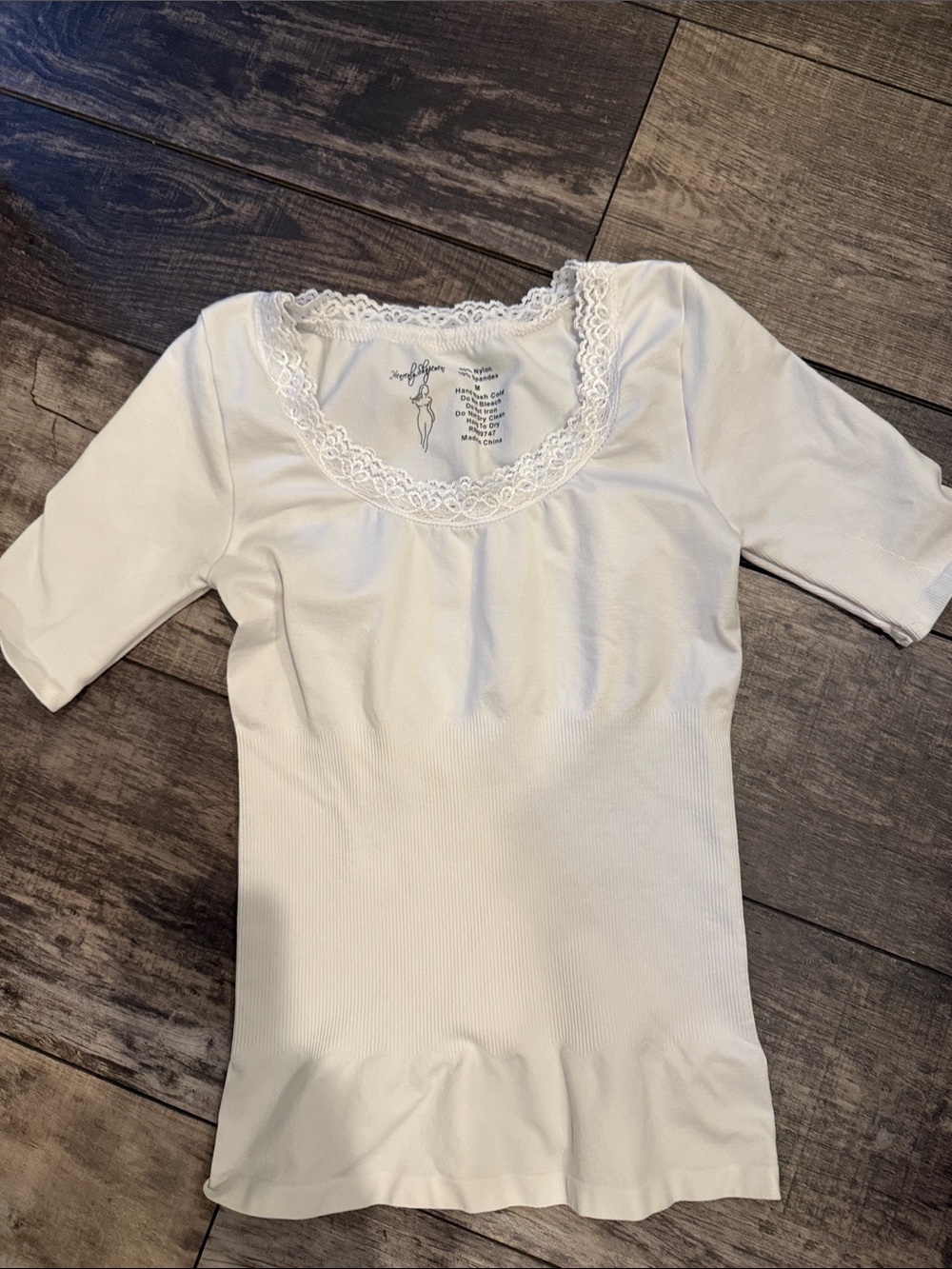 Heavenly Sleepwear White Lace Trim Scoop top